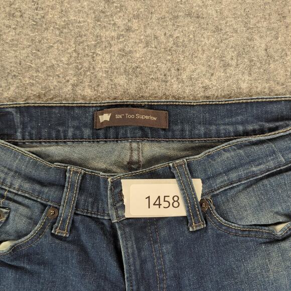 Levis 524 Jeans Womens 28x32 Too Superlow Blue Bootcut Stretch Denim Low Rise - Picture 11 of 11